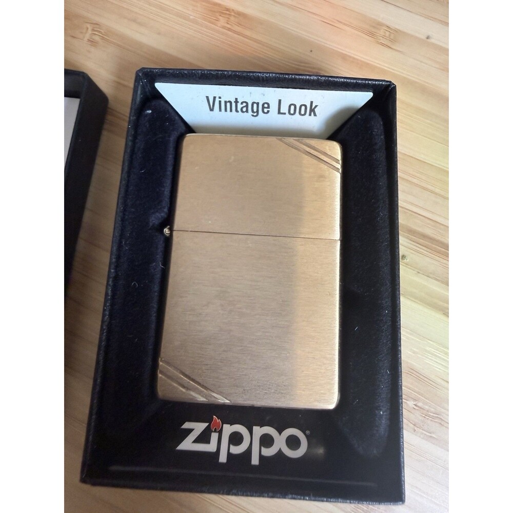 Zippo Vintage Look Antique Brass Lighter with Original Box